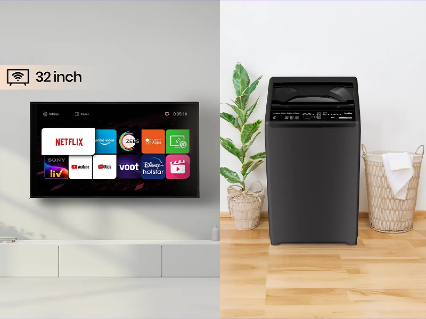 Smart LED TV and Washing Machine Combo